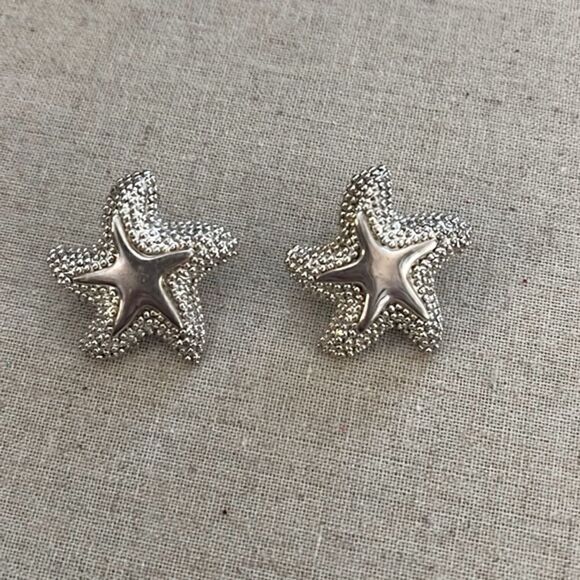 Silver Starfish Earrings  - Picture 1 of 3